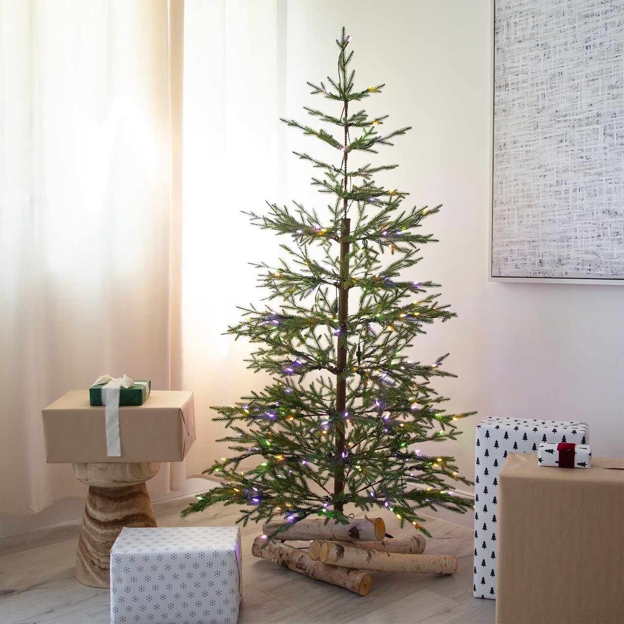Nearly Natural Pre-lit Medium Fresh Cut Fir Artificial Christmas Tree - 6’ - Dual Color LED Lights